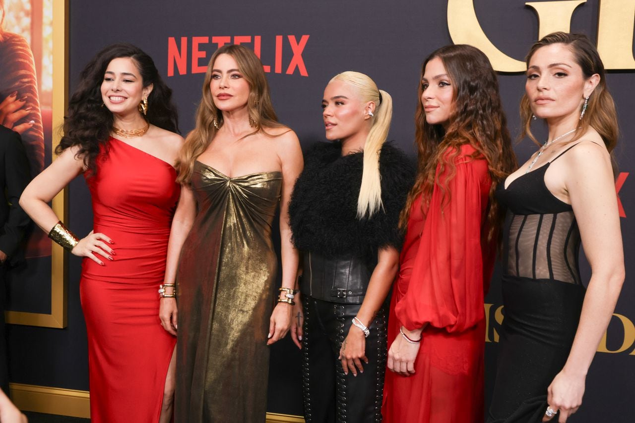 Aurora Cossio, Sofia Vergara, Karol G, Paulina Davila and Juliana Martinez attend the Miami premiere of "Griselda" at The Fillmore Miami Beach

 (Photo by Mireya Acierto/WireImage)