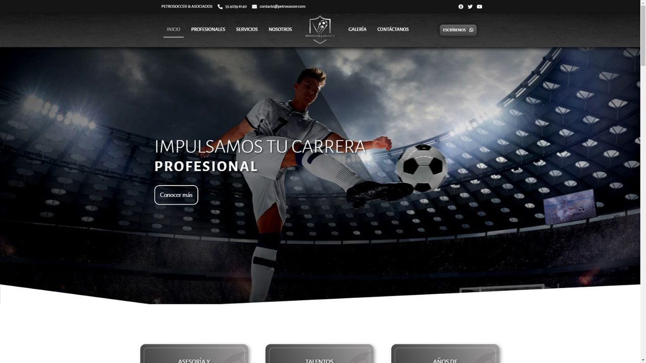Pantallazo de la página web de Petro Soccer, la empresa que comprará el nombre del estadio Deportivo Cali. Foto: captura pantalla