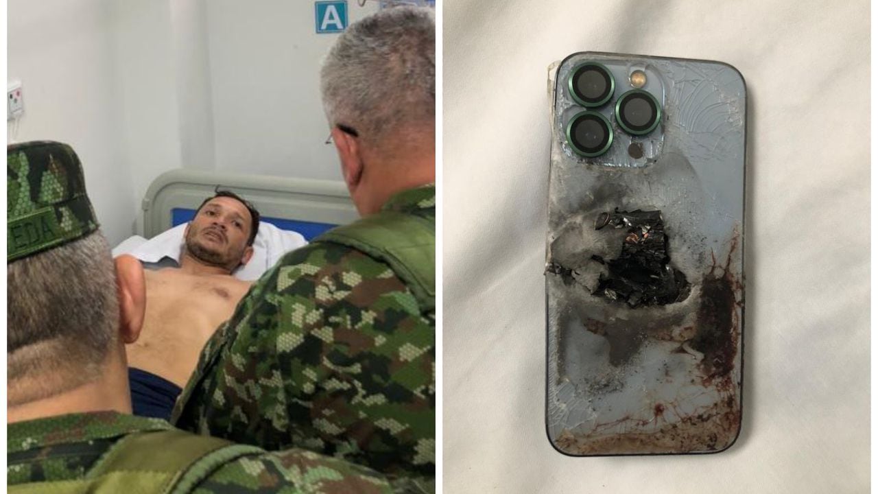 El capitán Javier Leal, quien resultó herido en medio de los ataques del Clan del Golfo este viernes en Antioquia, se salvó de morir gracias al celular que portaba en el chaleco, a la altura del pecho.
