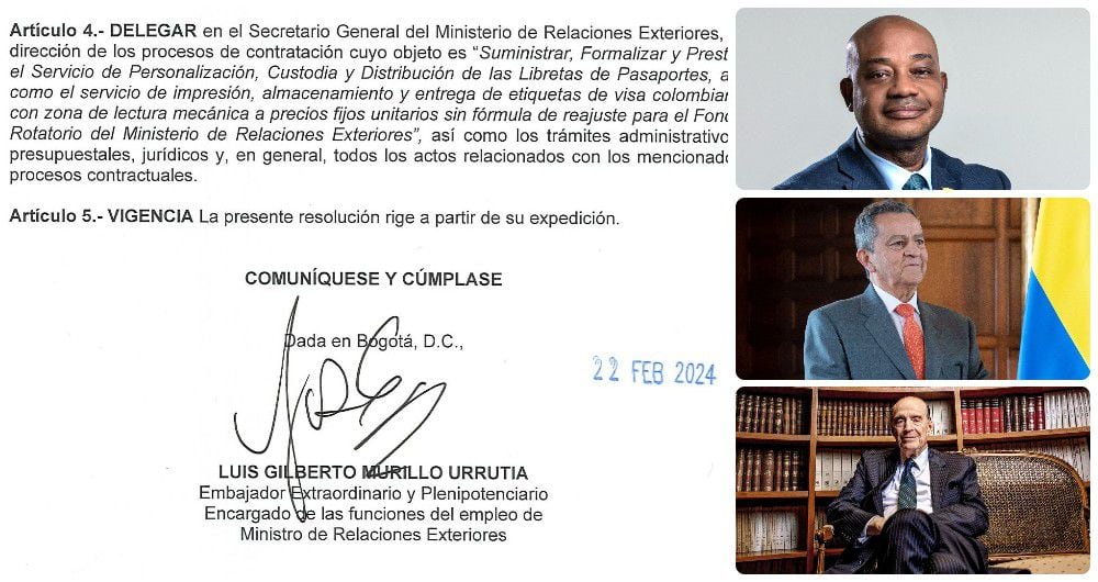 La resolución donde Gilberto Murillo le entregó facultades a su exsecretario general, José Antonio Salazar.