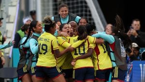 La Selección Colombia celebra uno de los goles conseguidos contra Corea del Sur en la primera fecha del grupo H de la Copa del Mundo Femenina 2023.