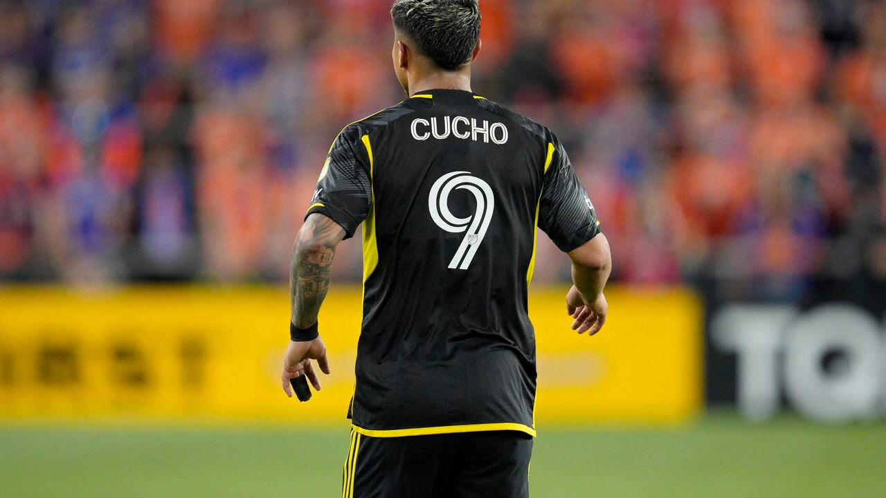 Juan Camilo Hernández con el dorsal número 9 que usa en el Columbus Crew de la MLS