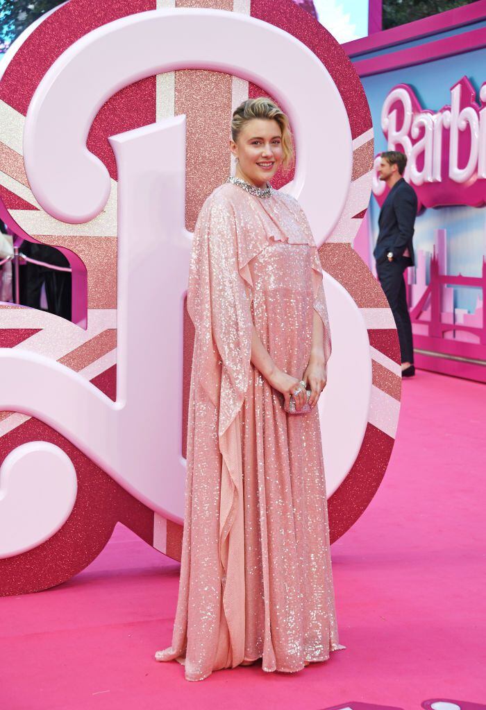 LONDON, ENGLAND - JULY 12: Greta Gerwig attends the European Premiere of "Barbie" at Cineworld Leicester Square on July 12, 2023 in London, England. (Photo by Jed Cullen/Dave Benett/WireImage)