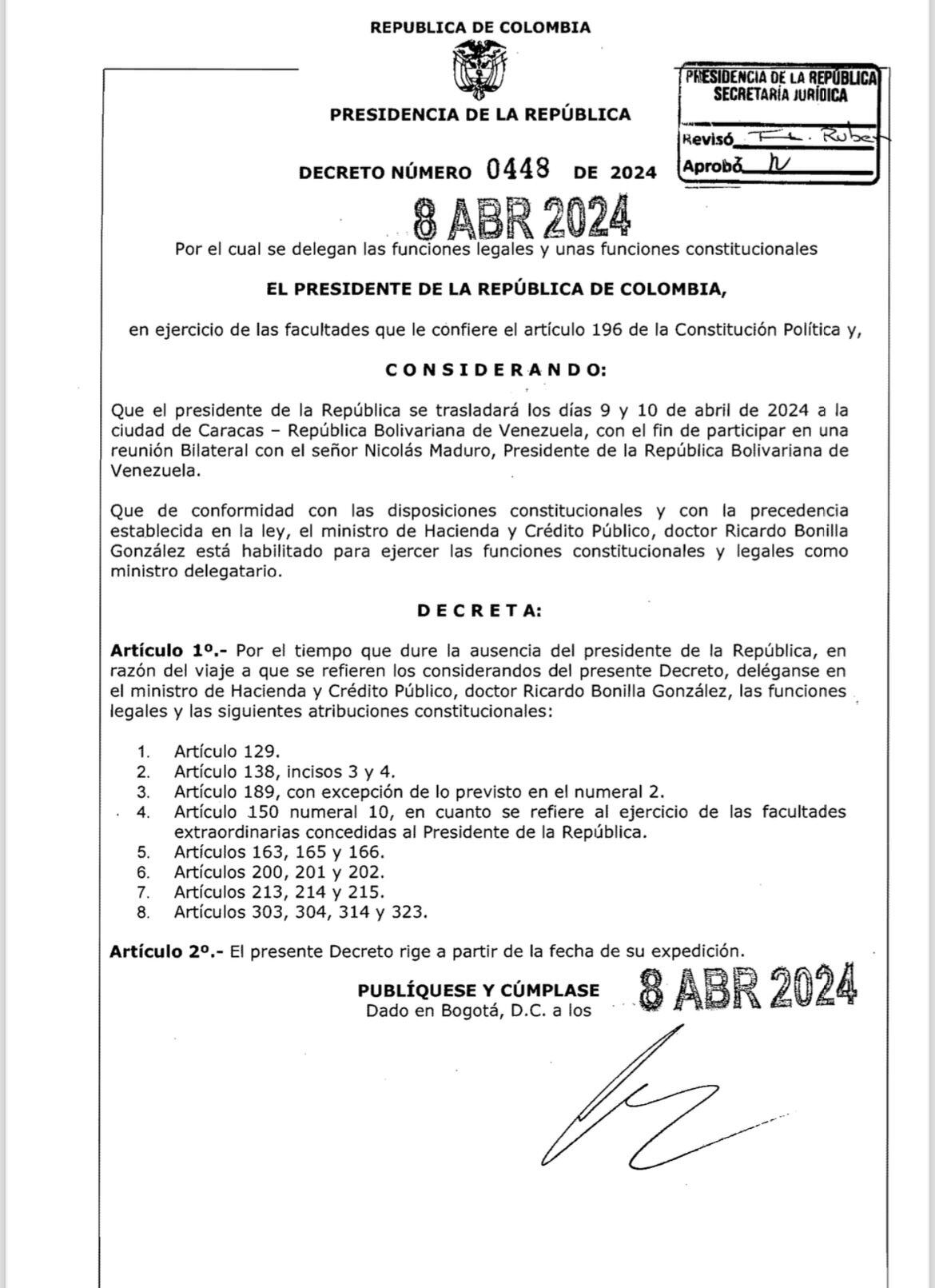 Decreto presidente Gustavo Petro viaje a Venezuela