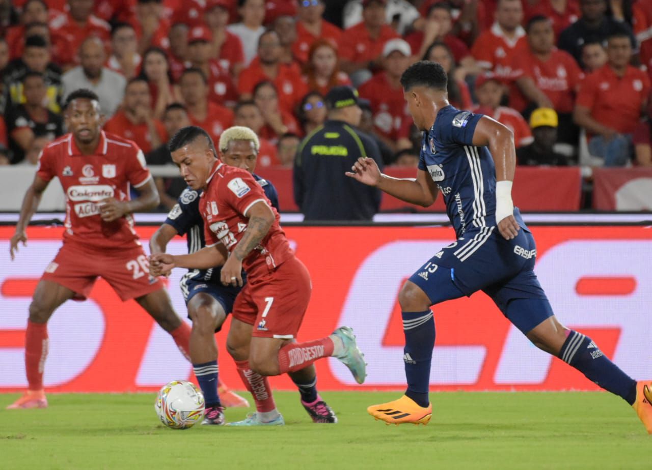 Imagen del partido entre América de Cali e Independiente Medellín, por la fecha 2 de los cuadrangulares finales de la Liga I-2023.