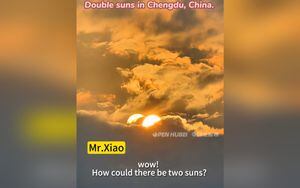Fotograma: 0.04 Amazing! Double suns in #Chengdu , China. Twitter:@Open_Hubei