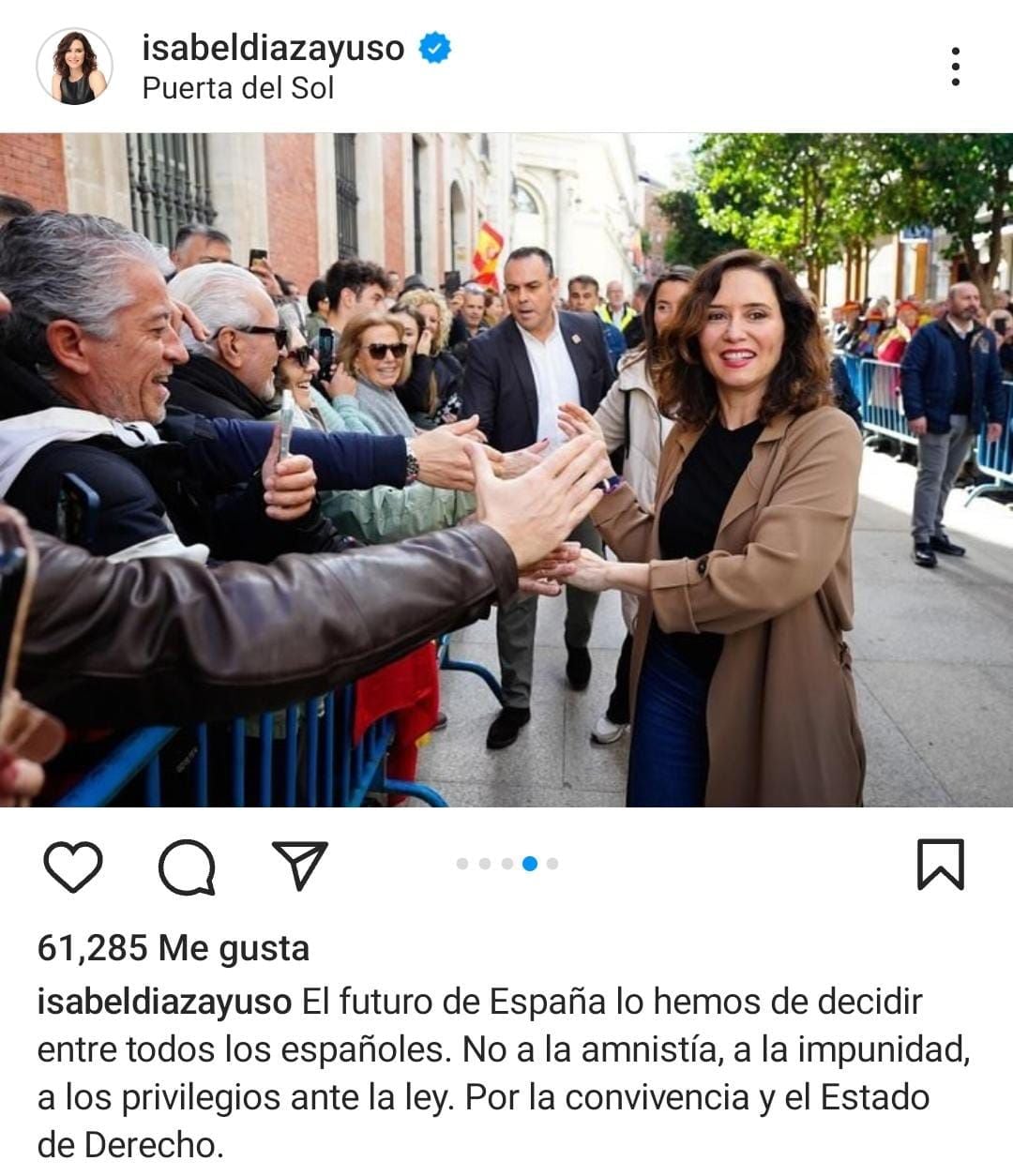 La presidenta madrileña, Isabel Díaz Ayuso, durante la jornada de protestas en España.