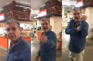 Capturas de video del hombre que insultó en un centro comercial, en el norte de Cali, a una pareja homosexual. (foto de @soyeliandavid).