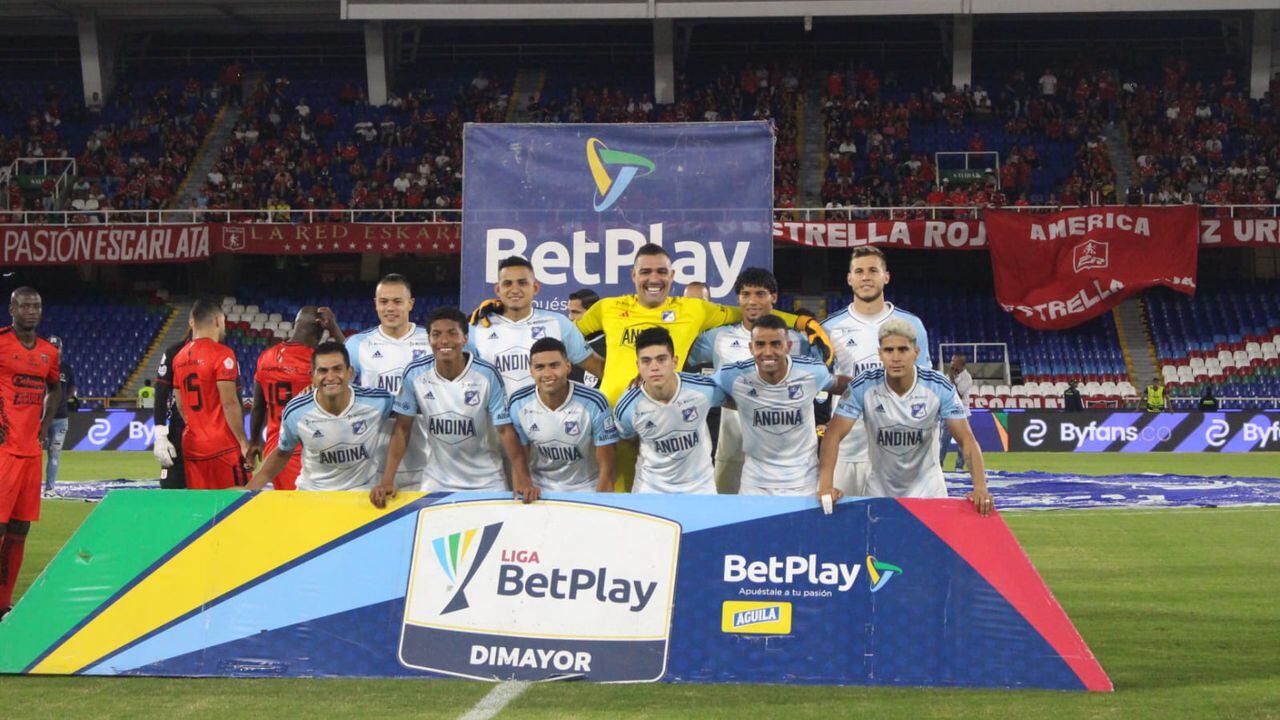 Imagen del partido entre América de Cali y Millonarios por la quinta fecha de los cuadrangulares semifinales del segundo semestre de la Liga colombiana 2023.