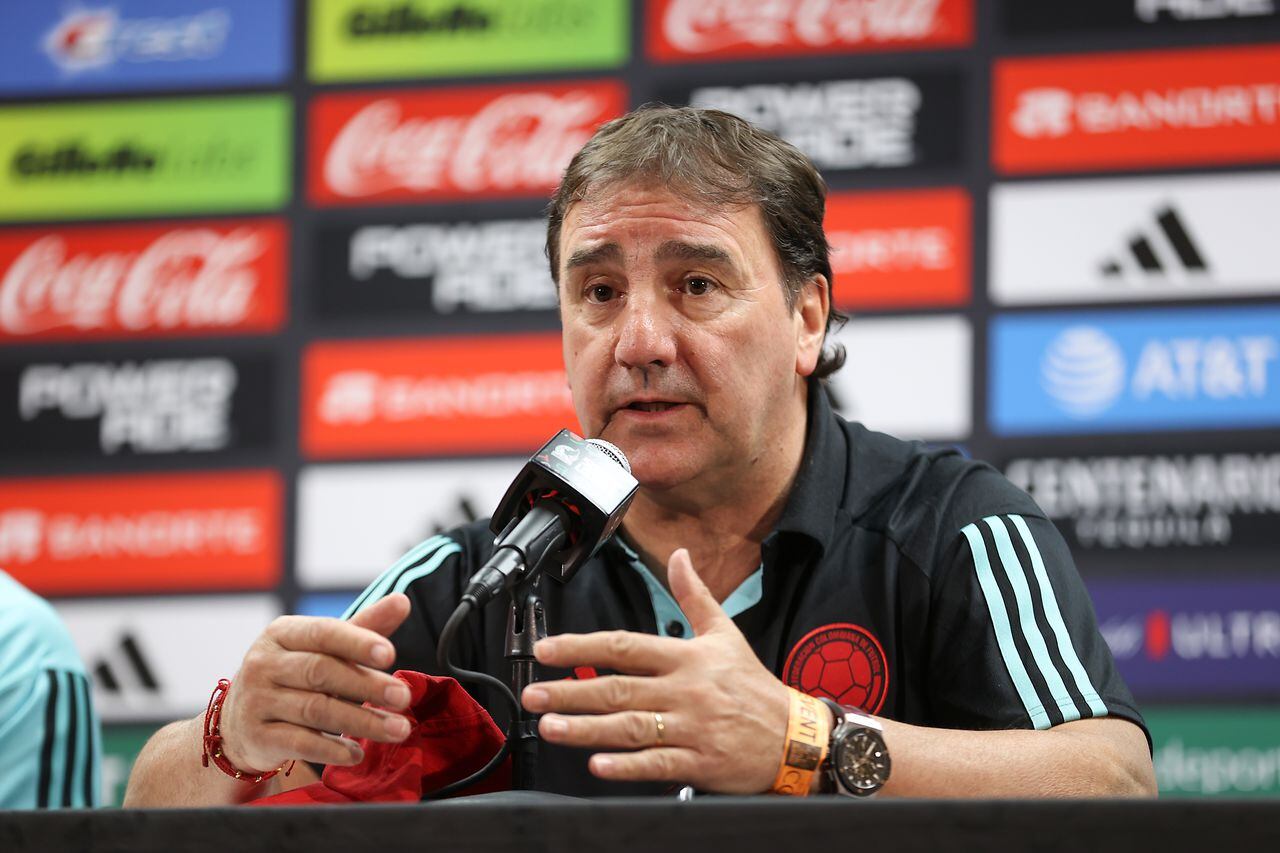 Néstor Lorenzo, entrenador de la Selección Colombia, en rueda de prensa.