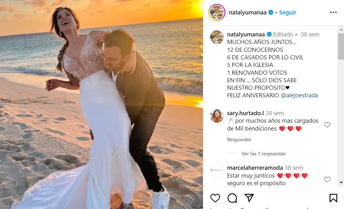 Nataly Umaña y su esposo Alejandro Estrada llevan más de 10 años juntos.