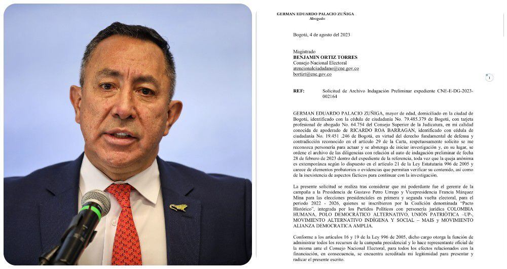 Ricardo Roa y la carta que radicó ante el Consejo Nacional Electoral.