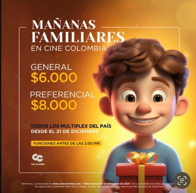 Promociones Cine Colombia para esta Navidad y Año Nuevo.