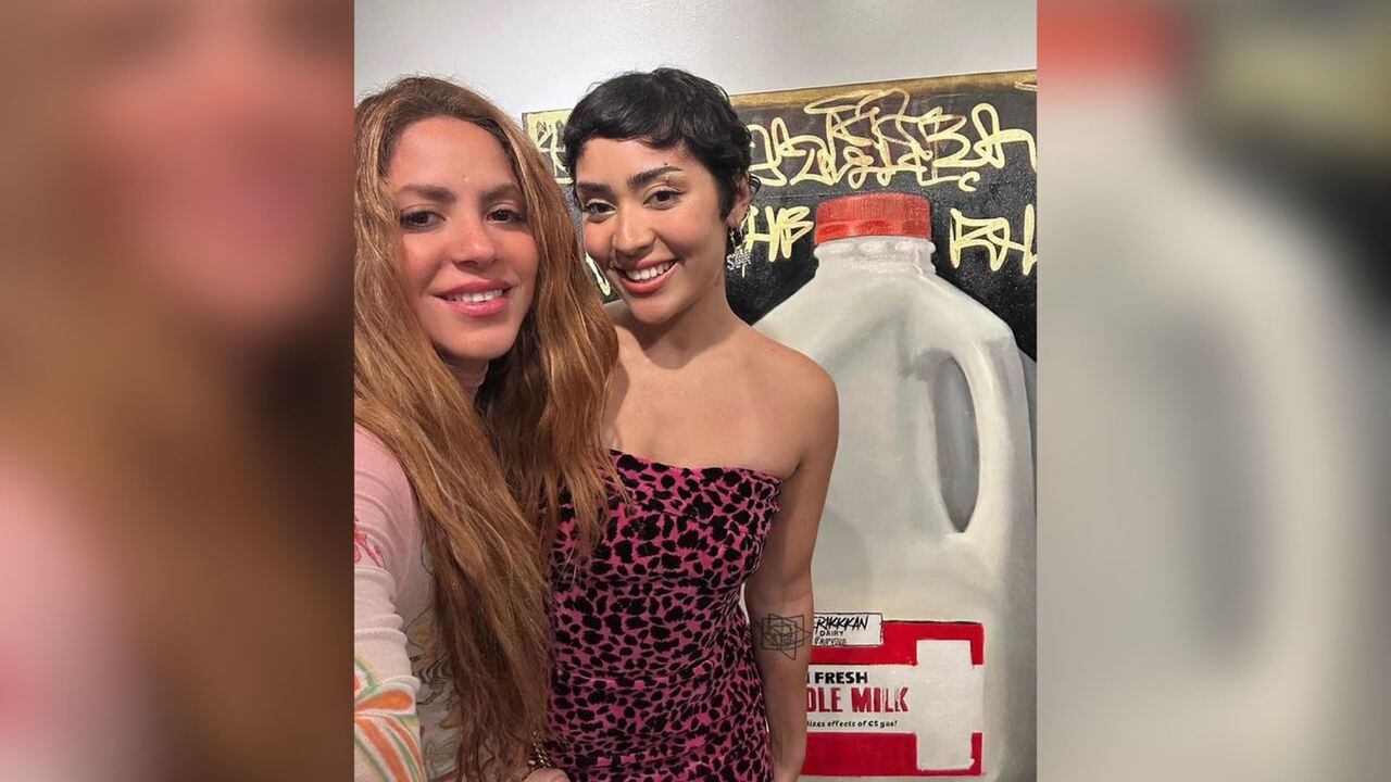Shakira y su sobrina Isabella en una exposición en Miami, Estados Unidos.