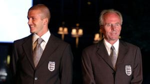 David Beckham y Sven Goran Eriksson, juntos en la Selección de Inglaterra.