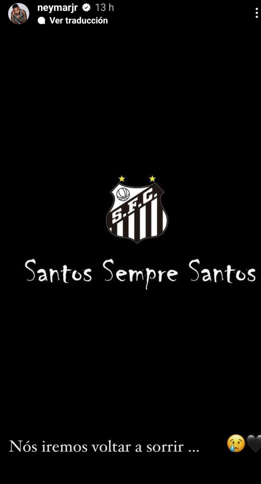 Mensaje de Neymar tras el descenso del Santos.