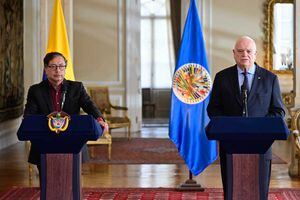 Mandatario Gustavo Petro con el presidente de la Corte Interamericana de Derechos Humanos  Juan Ricardo Perez