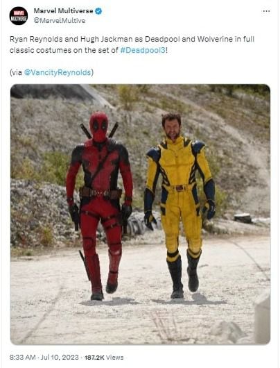 Wolverine usará su traje clásico en 'Deadpool 3'. Foto: Twitter