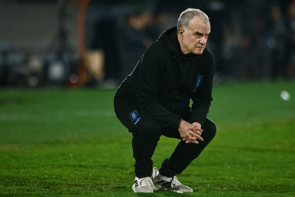 MONTEVIDEO, URUGUAY - SEPTEMBER 08: Marcelo Bielsa, head coach of Uruguay, looks on during a FIFA World Cup 2026 Qualifier match between Uruguay and Chile at Centenario Stadium on September 08, 2023 in Montevideo, Uruguay. (Photo by Ernesto Ryan/Getty Images)