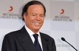LONDON, ENGLAND - MAY 12:  Singer Julio Iglesias attends a photocall where he is honoured by Sony Music as the most successful Latin artist of all time at The Dorchester on May 12, 2014 in London, England.  (Photo by Eamonn McCormack/WireImage)