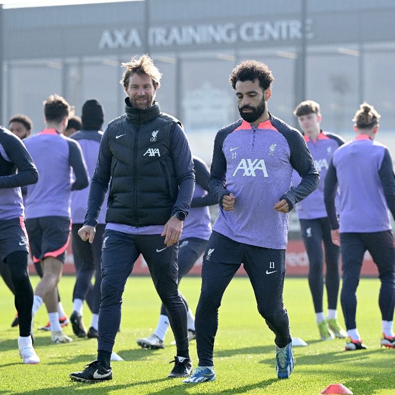 Salah en entrenamiento con el Liverpool, este miércoles 6 de marzo.