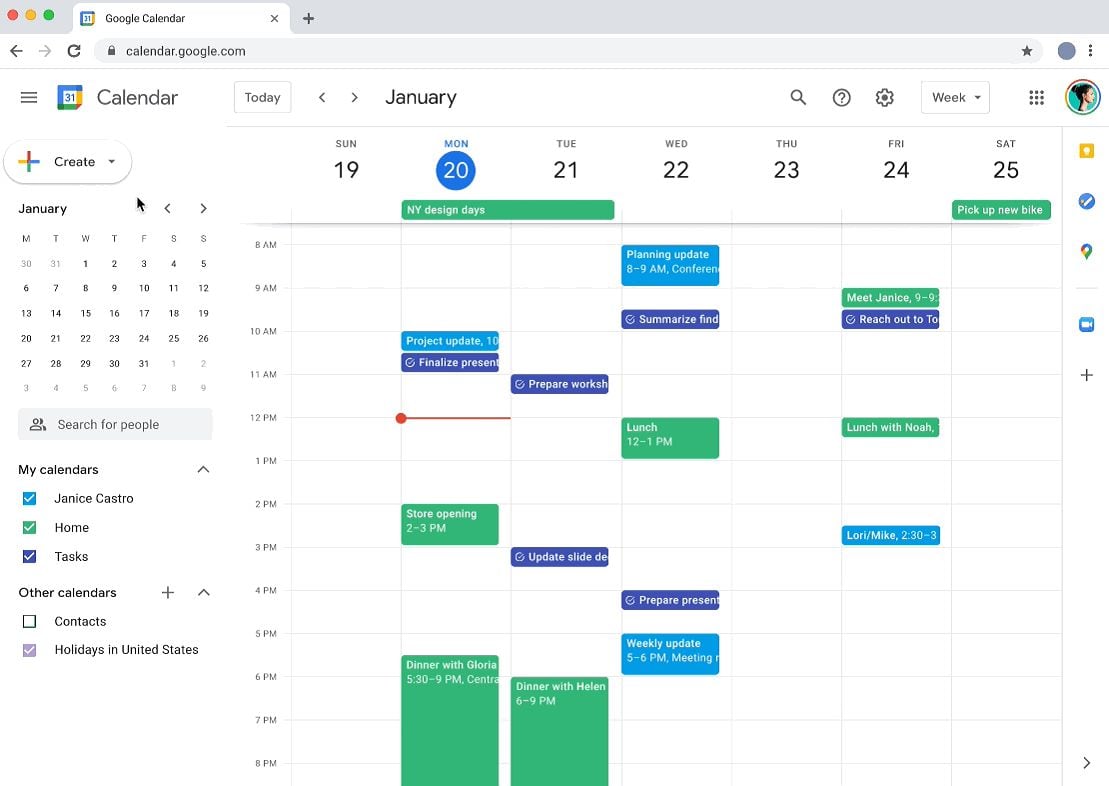 Google Calendar permite establecer horarios para reuniones.