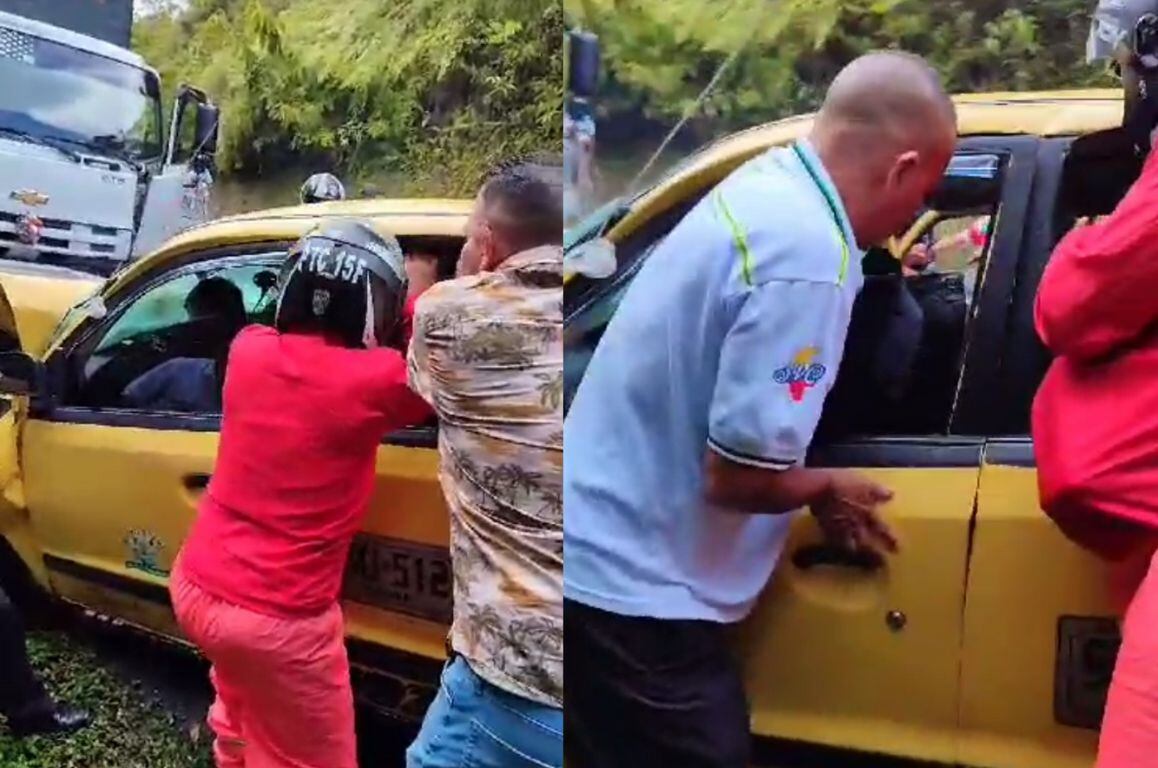 Videos ciudadanos mostraron cómo algunas personas intetaban sacar desesperadamente a las personas lesionadas del vehículo accidentado.