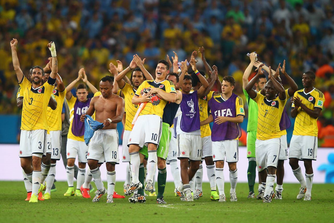 Selección Colombia celebraba el pase a cuartos de final en Brasil 2014