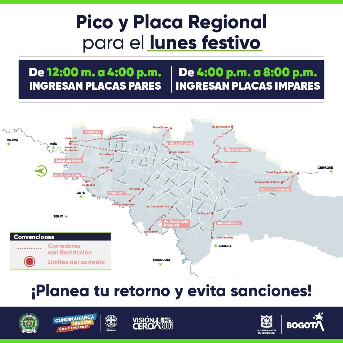 Pico y placa regional 16 de octubre Bogotá