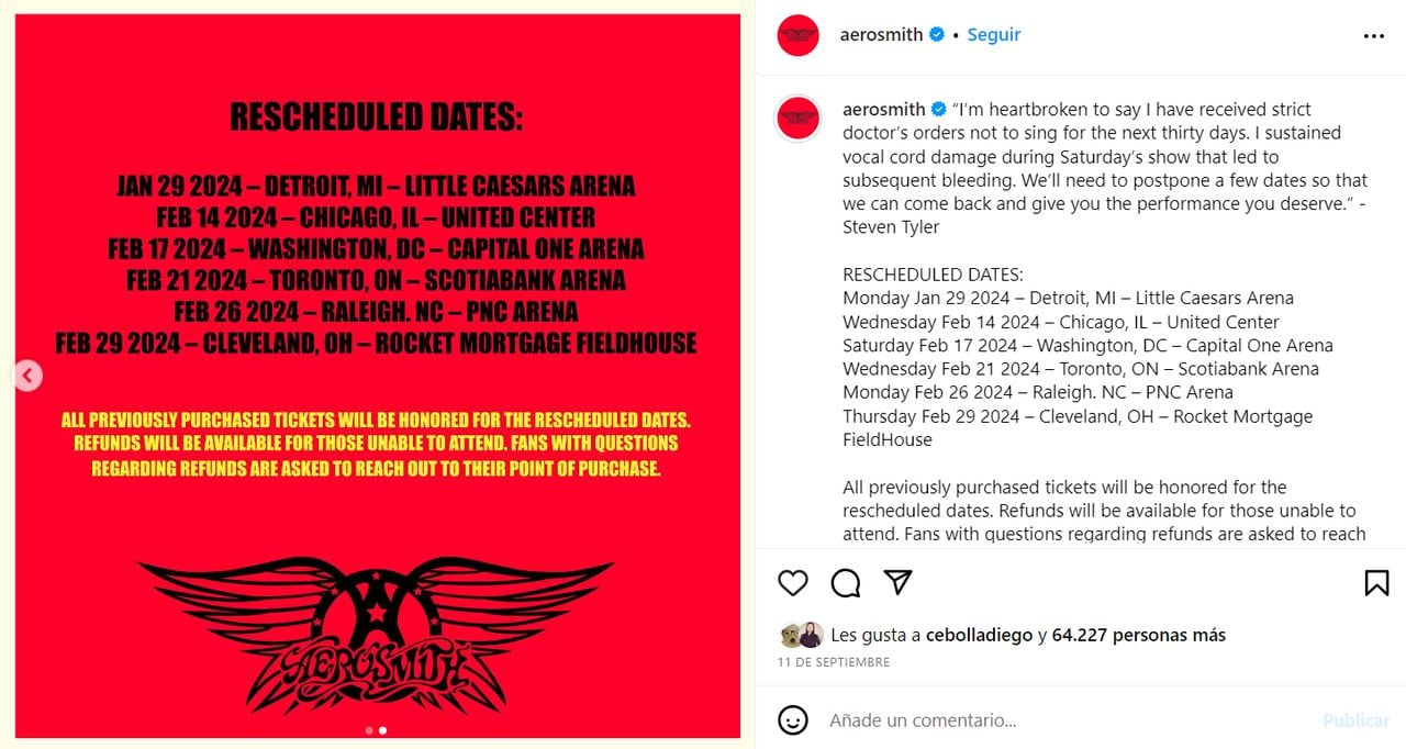 Aerosmith pospone fechas por problemas vocales de Steven Tyler.