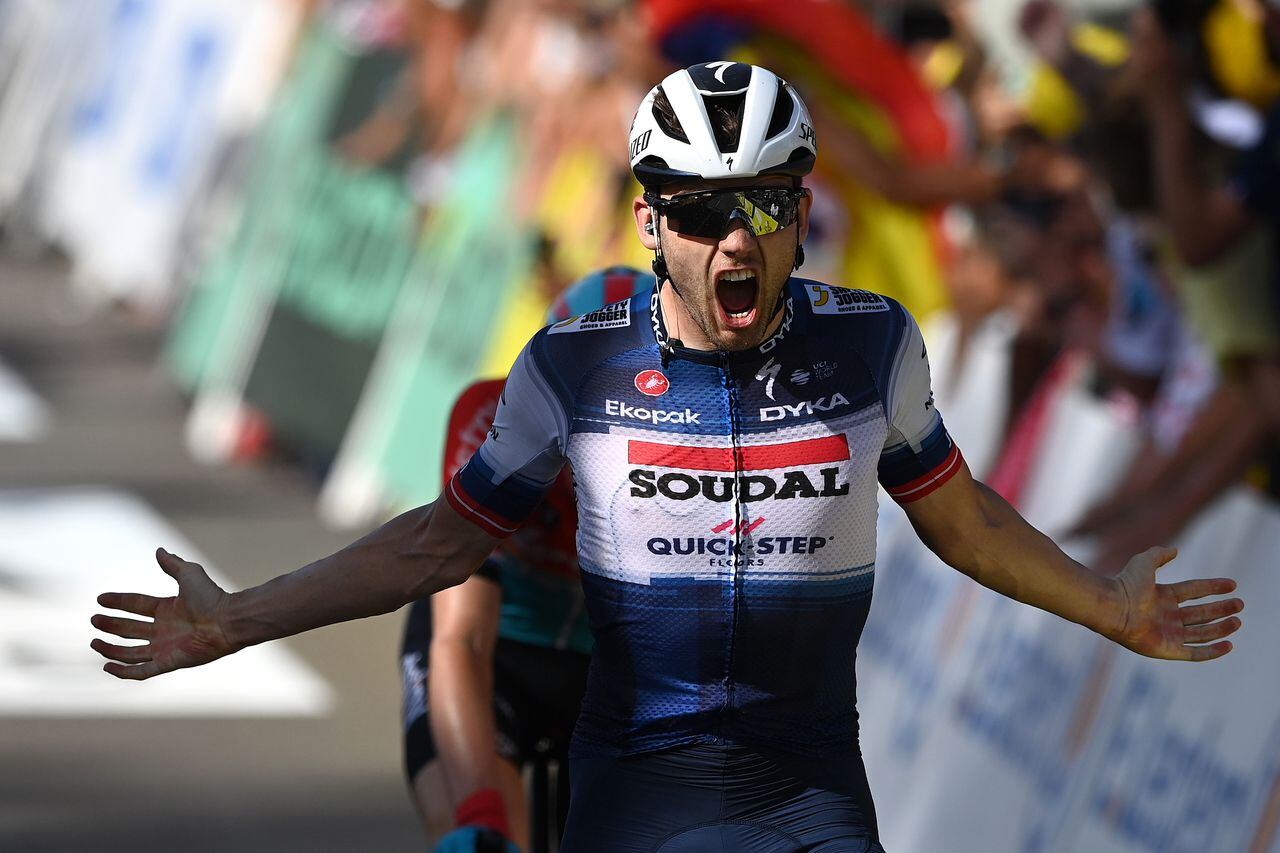 Kasper Asgreen ganando la etapa de hoy en el Tour de Francia