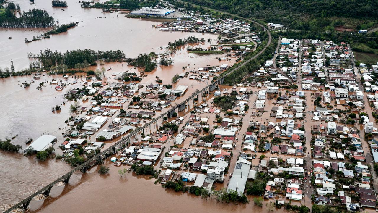 Vista aérea del área afectada por un ciclón extratropical en Muçum, estado de Rio Grande do Sul, Brasil, tomada el 5 de septiembre de 2023.