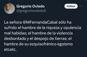 Trino de Oviedo contra la senadora María Fernanda Cabal