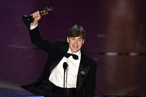 Irish actor Cillian Murphy accepts the award for Best Actor in a Leading Role for "Oppenheimer" onstage during the 96th Annual Academy Awards at the Dolby Theatre in Hollywood, California on March 10, 2024. (Photo by Patrick T. Fallon / AFP)