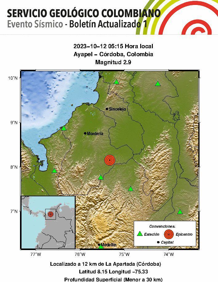 Este fue el primer temblor registrado en Colombia este 12 de octubre.