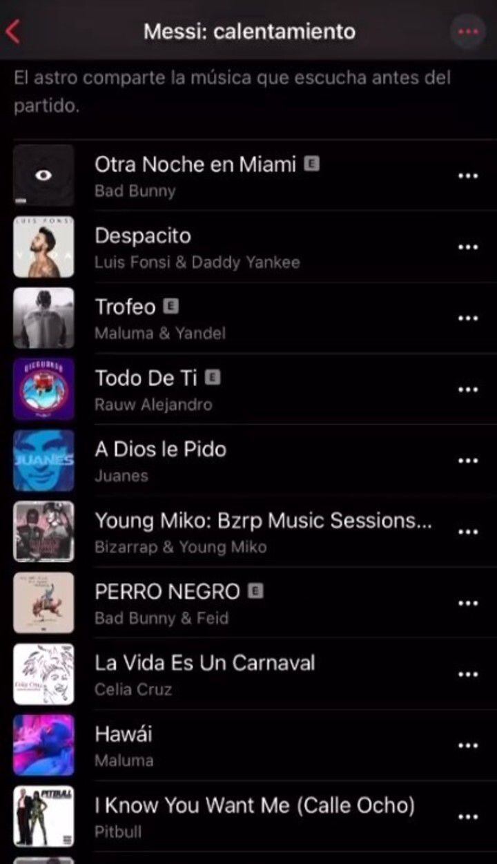 El futbolista argentino compartió con sus seguidores la lista de canciones que más escucha.