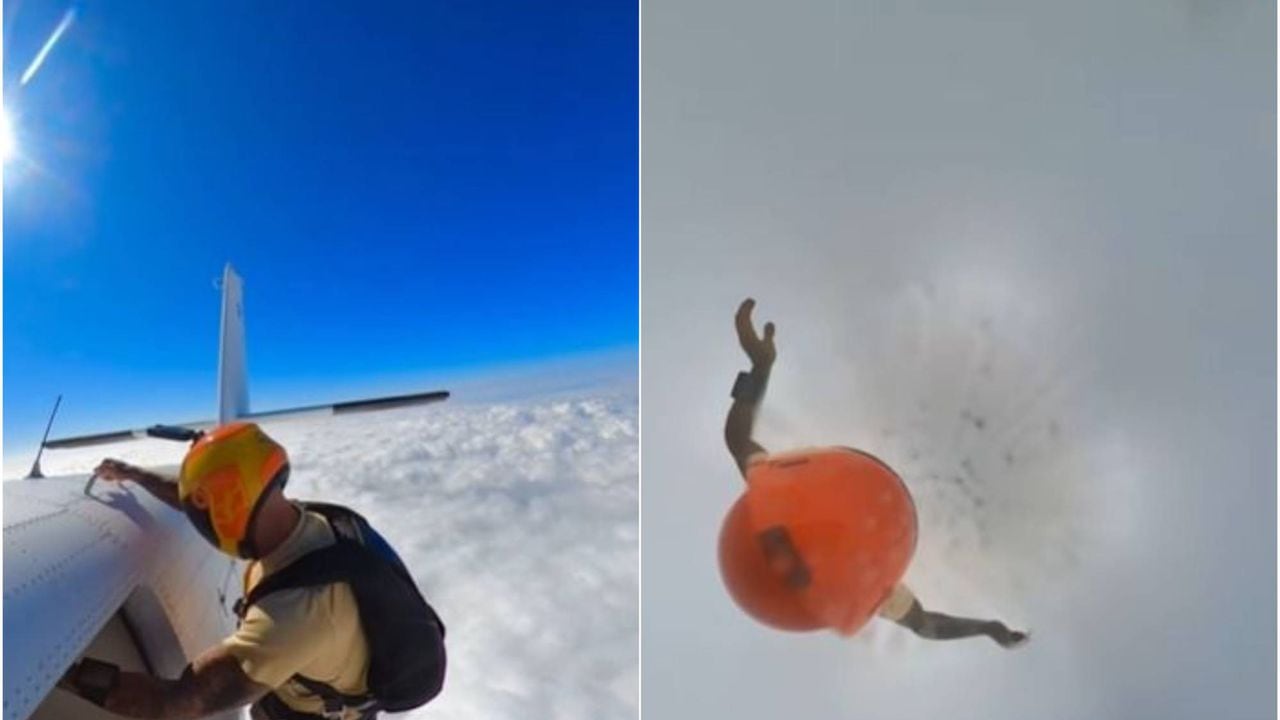 Paracaidista Eric Finat atravesó por una nube tras lanzarse de un avión