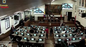 Concejo de Bogotá, en sesiones del 15 de abril.