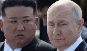 Kim Jong-un y el presidente de Rusia, Vladimir Putin.