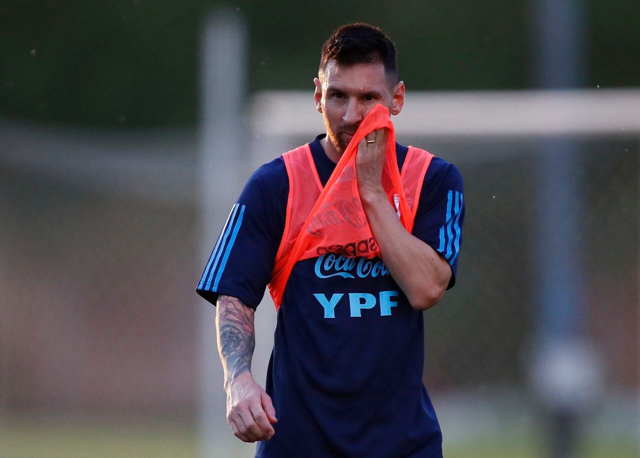 Soccer Football - World Cup - South American Qualifiers - Argentina training - Lionel Andres Messi Training Ground, Buenos Aires, Argentina - October 10, 2023 Argentina's Lionel Messi during training REUTERS/Agustin Marcarian