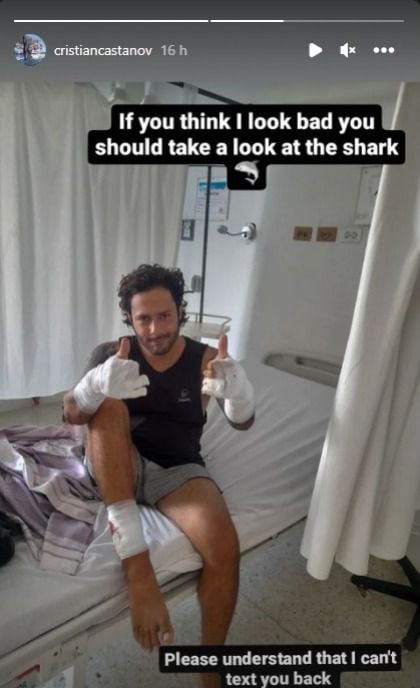 Cristian Castaño, el buzo afectado publicó una historia en su cuenta de instagram en la que muestra que está bien de salud a pesar de sus heridas. Foto: Cuenta instagram Cristian Castaño