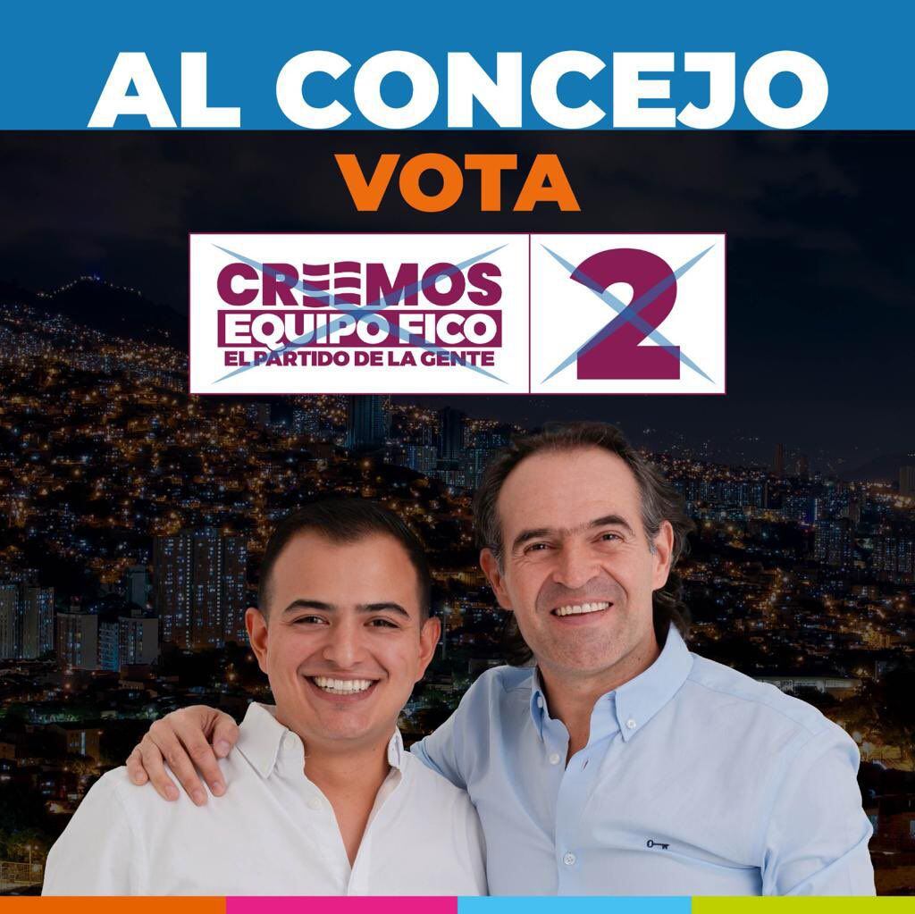 Imagen de campaña en el que se ve a Andrés Tobón junto con Federico Gutiérrez.