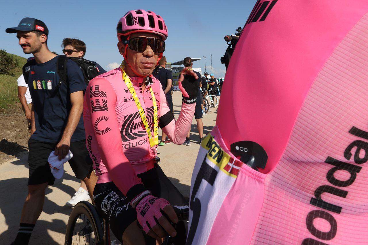 PUY DE DÔME, FRANCE - JULY 09: Rigoberto Uran of Colombia and Team EF Education-EasyPost reacts after the stage nine of the 110th Tour de France 2023 a 182.4km stage from Saint-Léonard-de-Noblat to Puy de Dôme 1412m / #UCIWT / on July 09, 2023 in Puy de Dôme, France. (Photo by Michael Steele/Getty Images)