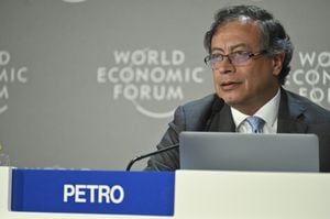 Presidente de Colombia, Gustavo Petro, en la reunión del Foro Económico Mundial en Davos, Suiza.