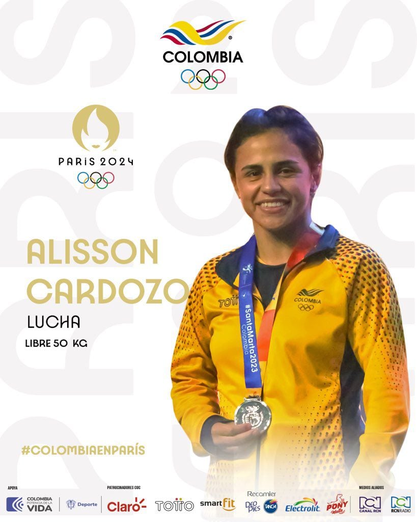 Imagen del Comité Olímpico Colombiano confirmando la clasificación a París 2024 de Alisson Camila Cardozo.