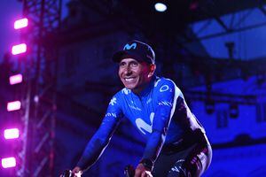 Nairo Quintana, ciclista del Movistar, durante la presentación del Giro de Italia 2024