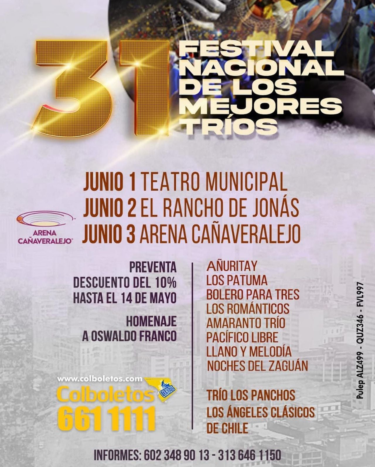 El Festival Nacional de Tríos es organizado por la Fundación Nacional del Artista Colombiano desde hace 31 años.