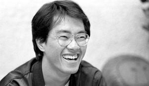 This black and white photo taken in May 1982 shows Japanese manga artist Akira Toriyama, whose death was announced on March 8, 2024. The creator of Japan's hugely popular and influential "Dragon Ball" comics and anime cartoons, Akira Toriyama, has died aged 68, his production team said on March 8, 2024. (Photo by JIJI Press / AFP) / Japan OUT
