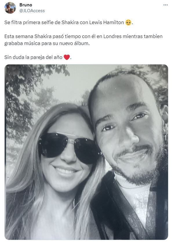 Esta sería la selfie entre Shakira y Lewis Hamilton con la que los seguidores afirman que están juntos.