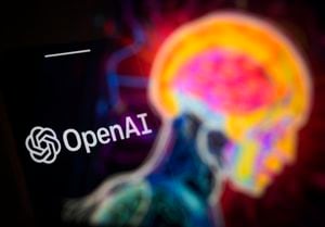 The OpenAI logo is seen in this photo illustration on 31 March, 2023 in Warsaw, Poland. (Photo by Jaap Arriens/NurPhoto via Getty Images)